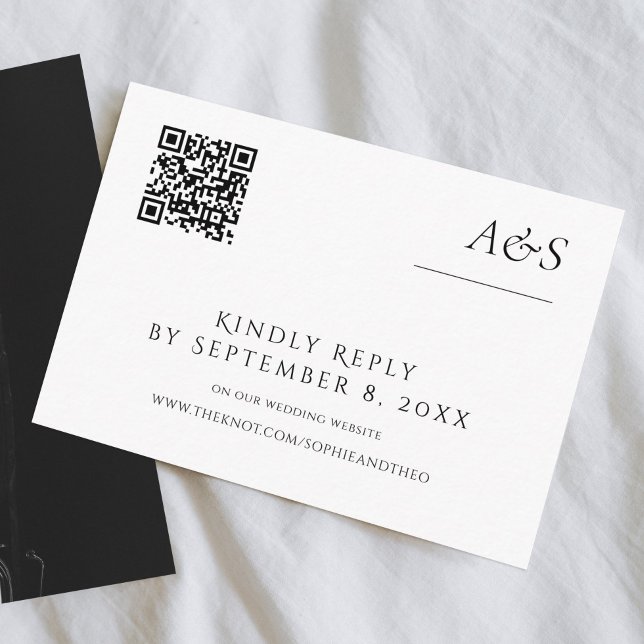 Minimalistischer RSVP Qr Code für Schwarz und Weiß Begleitkarte (Von Creator hochgeladen)