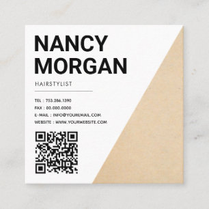 Minimalistischer rustikaler Qr-Code Kraft Quadratische Visitenkarte