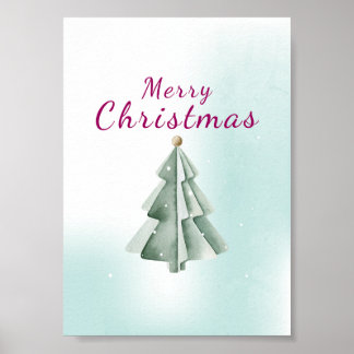 Minimalistischer Salbei-Grün-Wasserfarben-Christba Poster
