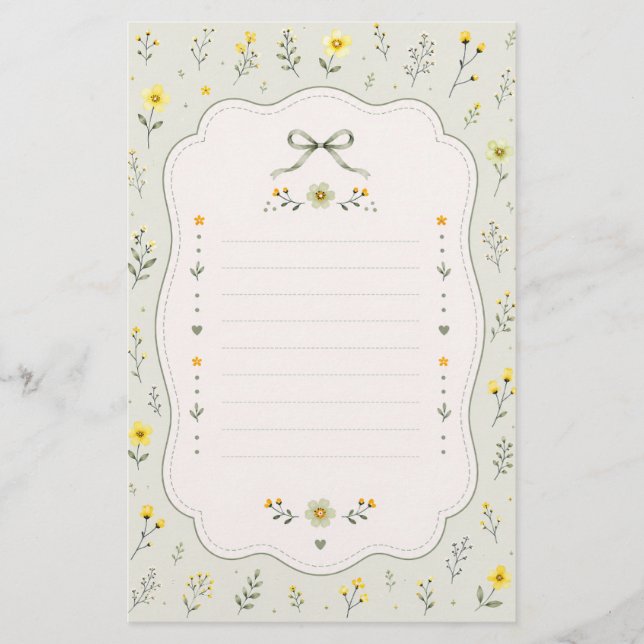 Minimalistischer Salbeigrüner Bogen und elegante f Briefpapier (Vorderseite)