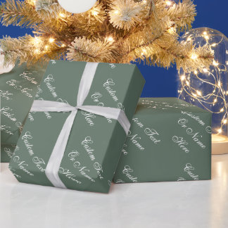 Minimalistischer Salbeigrüner Personalisierter Tex Geschenkpapier