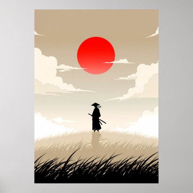 Minimalistischer Samurai Poster (Vorne)
