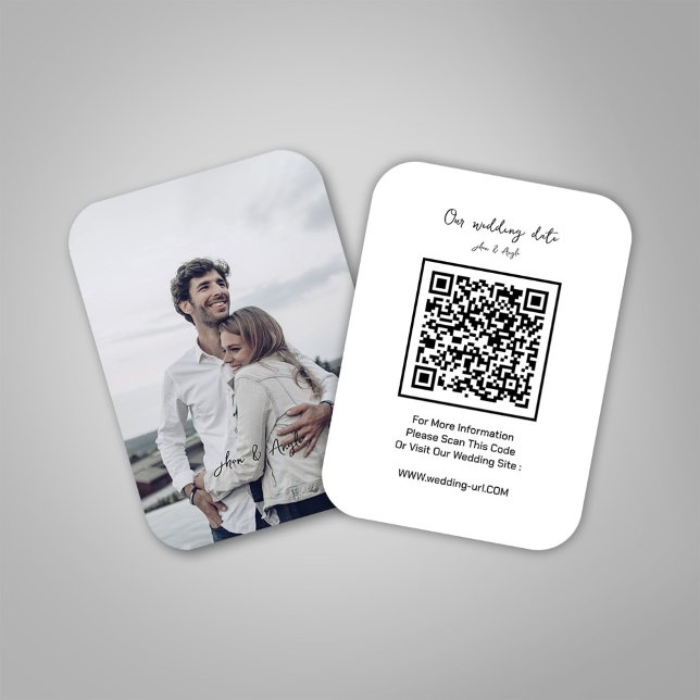 Minimalistischer Save the Date Hochzeitsseiten - Q Begleitkarte (Wedding Enclosure QR Card)