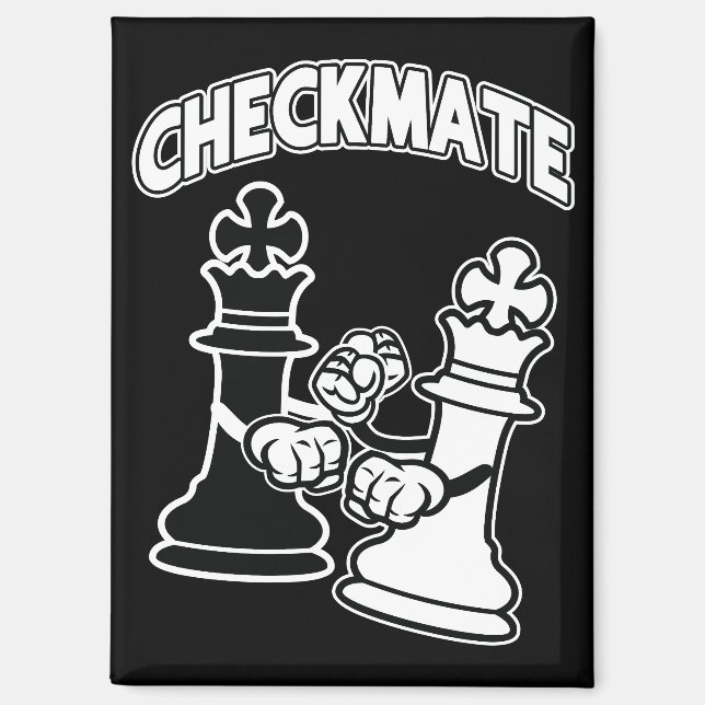 Minimalistischer Schachmatt Schwarz und Weiß Magnet (Vorderseite)