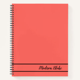 Minimalistischer Schlicht Red Customizable Name Notizbuch