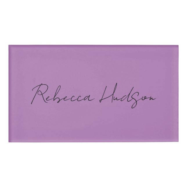 Minimalistischer Schlichter handgeschriebener Name Namenschild (Vorderseite)
