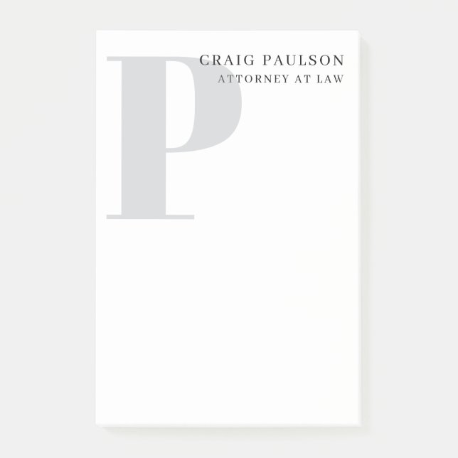 Minimalistischer schlichter moderner grauer Monogr Post-it Klebezettel (Vorderseite)