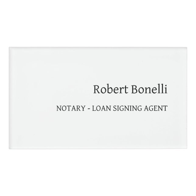 Minimalistischer Schlichter moderner Notar-Agent Namenschild (Vorderseite)