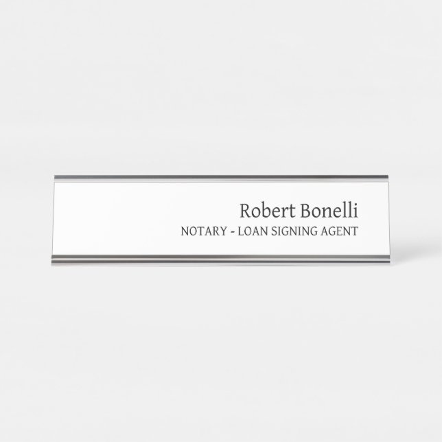 Minimalistischer Schlichter moderner Notar-Agent Schreibtischnamensplakette (Vorderseite )