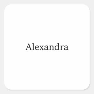 Minimalistischer Schlichter Name Schwarz-weiß Quadratischer Aufkleber