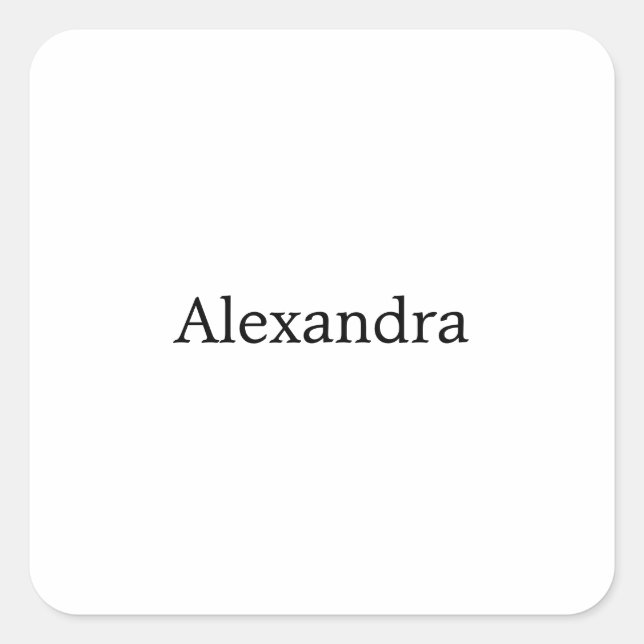 Minimalistischer Schlichter Name Schwarz-weiß Quadratischer Aufkleber (Vorderseite)