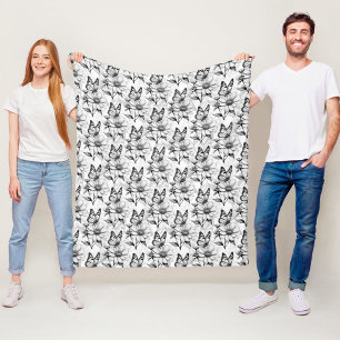 Minimalistischer Schmetterling im Design der Blume Fleecedecke