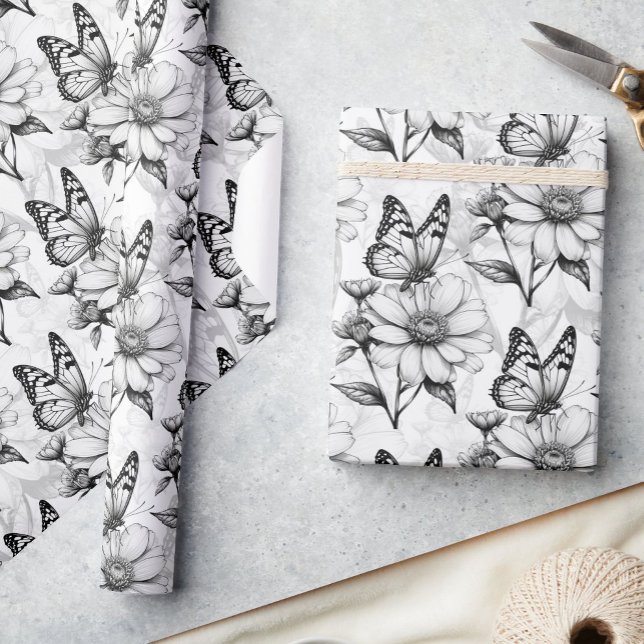 Minimalistischer Schmetterling im Design der Blume Geschenkpapier (Von Creator hochgeladen)