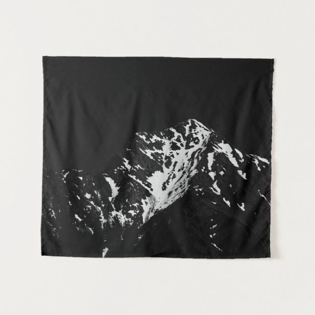 Minimalistischer, schneebedeckter Berg Wandteppich (Vorderseite (Horizontal))