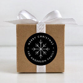 Minimalistischer Schneeflocken Runder Aufkleber