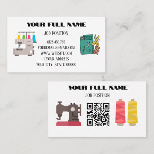Minimalistischer Schneider-QR-Code-Nähmaschine Visitenkarte