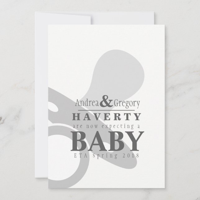 Minimalistischer Schnuller Einfache Schwangerschaf Ankündigung (Vorderseite)