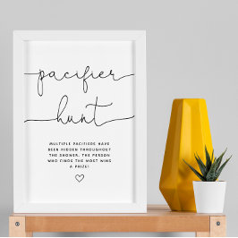 Minimalistischer Schnuller Hunt Baby Showspiel Poster