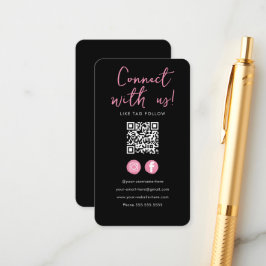 Minimalistischer schwarz rosa Qr-Code Verbindung m Begleitkarte