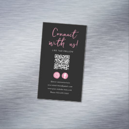 Minimalistischer schwarz rosa Qr-Code Verbindung m Magnetische Visitenkarte