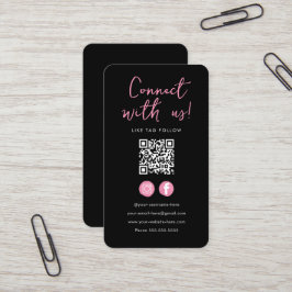 Minimalistischer schwarz rosa Qr-Code Verbindung m Visitenkarte