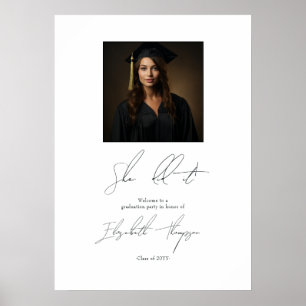 Minimalistischer Schwarz-Weiß-Abschluss Empfang Poster