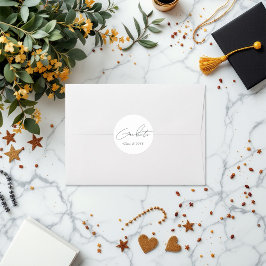 Minimalistischer Schwarz-Weiß-Abschluss Runder Aufkleber