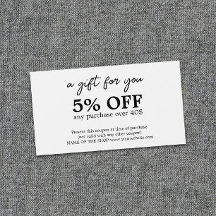 Minimalistischer Schwarz-Weiß-Coupon