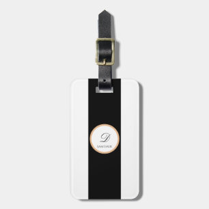 Minimalistischer Schwarz, Weiß, Gold, Schlichter G Gepäckanhänger