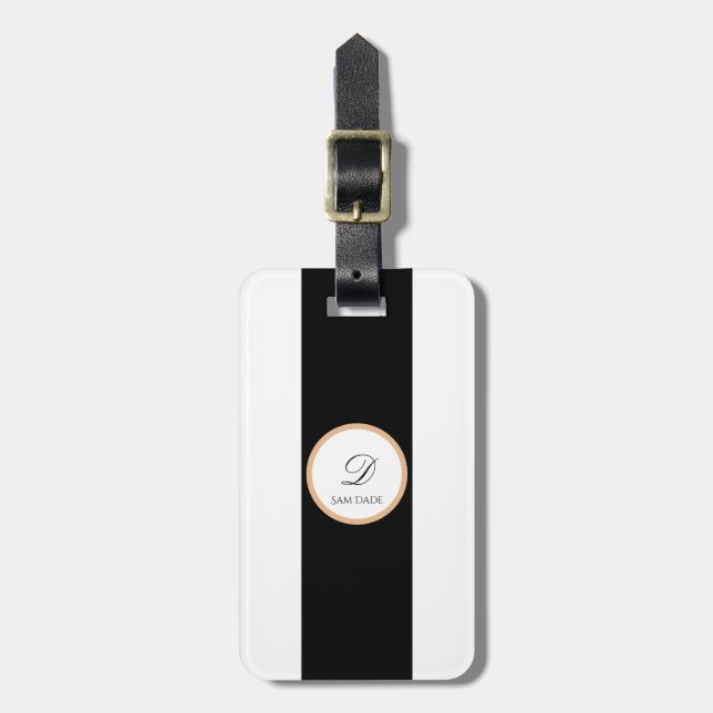 Minimalistischer Schwarz, Weiß, Gold, Schlichter G Gepäckanhänger (Vorderseite vertikal)