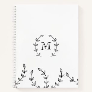 Minimalistischer Schwarz-Weiß-Kranz - Benutzerdefi Notizbuch