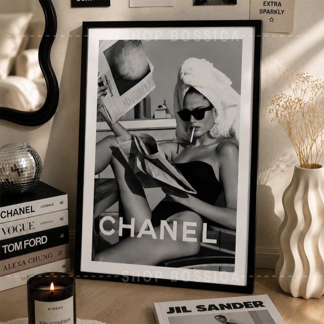 Minimalistischer Schwarz-Weiß-Monochrom-Modeposter Poster (fashion wall art, luxury wall art, black and white poster, fashion poster, editorial wall art, chic )