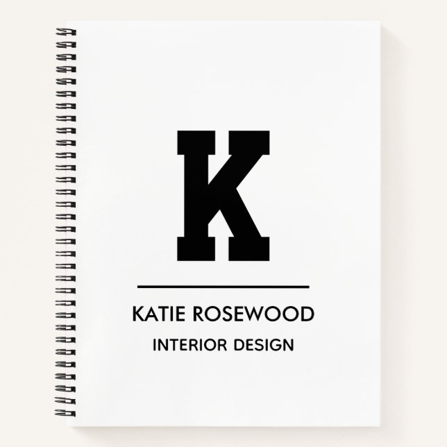 Minimalistischer Schwarz-Weiß-Monogramm-Case-Ma Notizbuch (Vorderseite)