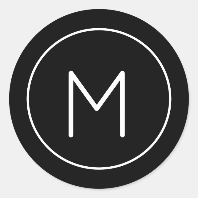 Minimalistischer Schwarz-Weiß-Monogramm-Einfaches  Runder Aufkleber (Vorderseite)