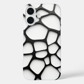 Minimalistischer Schwarz-Weiß-Organischer-Grid-Han iPhone 16 Hülle