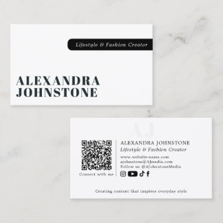 Minimalistischer Schwarz-Weiß-Professioneller-QR-C Visitenkarte