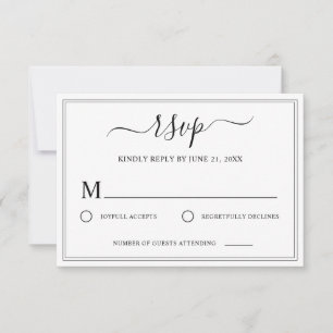 Minimalistischer Schwarz-Weiß-QR-Code-Hochzeits-RS RSVP Karte