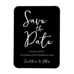 Minimalistischer Schwarz-Weiß Save-the-Date-Magnet Magnet