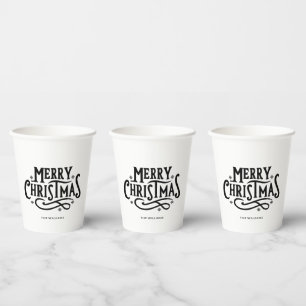 Minimalistischer Schwarz-Weiß-Weihnachtskalender Pappbecher