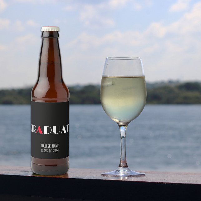 Minimalistischer Schwarz-weißer Abschluss Bierflaschenetikett (Von Creator hochgeladen)