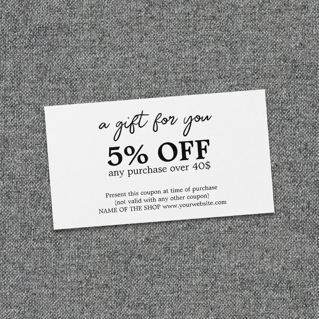 Minimalistischer Schwarz-weißer Coupon (Von Creator hochgeladen)