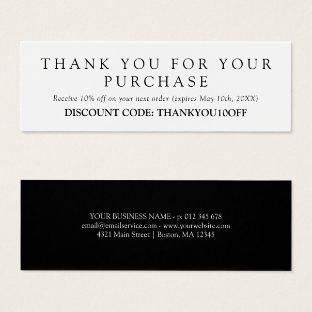 Minimalistischer Schwarz-weißer Diskontsatz (Vorne & Hinten)