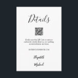 Minimalistischer schwarz-weißer Hochzeitsstichtag  Begleitkarte<br><div class="desc">Diese Hochzeitsdetails Gehäuse-Karten verfügen über einen QR-Code auf Ihrer Hochzeitswebsite und Ihre Details in schicken Schriften. PASSENDE Artikel in unserer Sammlung.</div>