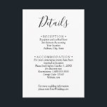 Minimalistischer schwarz-weißer Hochzeitsstichtag  Begleitkarte<br><div class="desc">Diese Hochzeitsdetails Umzäunungskarten enthalten Informationen für Ihre Hochzeitsgäste in schicken Schriften. PASSENDE Artikel in unserer Sammlung.</div>