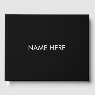 Minimalistischer Schwarz-weißer individuelle Name Gästebuch