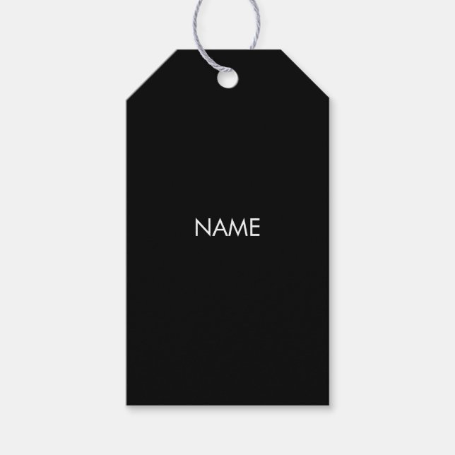 Minimalistischer Schwarz-weißer individuelle Name Geschenkanhänger (Vorderseite)