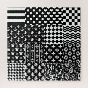 Minimalistischer Schwarz-weißer Mixed-Muster-Stil Puzzle