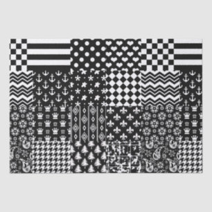 Minimalistischer Schwarz-weißer Mixed-Muster-Stil Seidenpapier