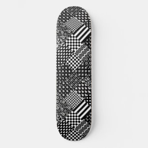 Minimalistischer Schwarz-weißer Mixed-Muster-Stil Skateboard