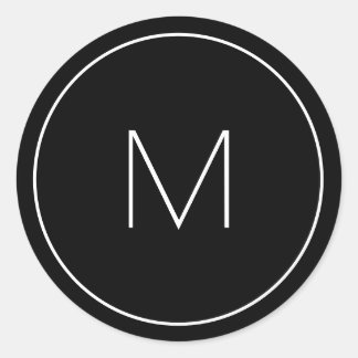 Minimalistischer Schwarz-weißer Monogramm-einfache Runder Aufkleber